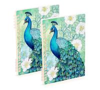 Waassud Watercolor Peacock Pattern Spiral Notebooks for Work College Detachable Ruled Notebooks Journal Note Book 60 Pages A5 Office Supplies 2 Pack