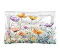 Waassud Watercolor Wild Flowers Thick Dog Bed Mat Non-Slip Chew-Resistant Pet Bed for Dogs Cats Soft Washable Kennel Crate Pad for Floor Sofa Car 18" x 24"