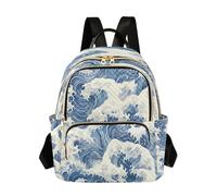 Waassud Waves Backpack for Women Lightweight Casual Quilted Daypack Fashion Travel Backpack Purse for Work Gym College M