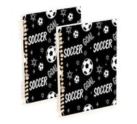 Waassud White Soccer Balls Spiral Notebooks for Work College Detachable Ruled Notebooks Journal Note Book 60 Pages A5 Office Supplies 2 Pack