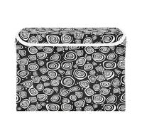 Waassud White Spiral Swirls Lidded Storage Bin Collapsible Box with Handle