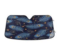 Waassud Windshield Sun Shade Blue Peacock Feathers Car Window Reflective Shades Accordion Folding Sun Visor for Car Accessories 55"x27.6"