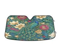 Waassud Windshield Sun Shade Majestic Peacock Floral Car Window Reflective Shades Accordion Folding Sun Visor for Car Accessories 57"x31.5"