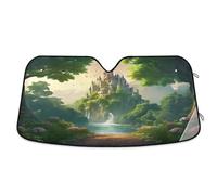 Waassud Windshield Sun Shade Mystic Castle Car Window Reflective Shades Accordion Folding Sun Visor for Car Accessories 23.5"x53"