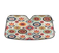 Waassud Windshield Sun Shade Retro Floral Mandalas Car Window Reflective Shades Accordion Folding Sun Visor for Car Accessories 23.5"x53"