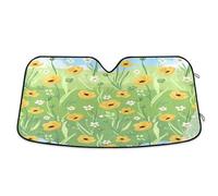 Waassud Windshield Sun Shade Spring Yellow Wildflowers Car Window Reflective Shades Accordion Folding Sun Visor for Car Accessories 57"x31.5"