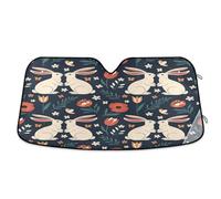 Waassud Windshield Sun Shade Vintage Bunny Floral Car Window Reflective Shades Accordion Folding Sun Visor for Car Accessories 23.5"x53"