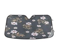 Waassud Windshield Sun Shade Vintage Elegant Floral Car Window Reflective Shades Accordion Folding Sun Visor for Car Accessories 55"x27.6"