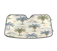 Waassud Windshield Sun Shade Vintage Hawaiian Palm Trees Car Window Reflective Shades Accordion Folding Sun Visor for Car Accessories 23.5"x53"