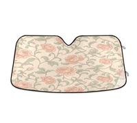 Waassud Windshield Sun Shade Vintage Peach Floral Car Window Reflective Shades Accordion Folding Sun Visor for Car Accessories 23.5"x53"