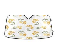 Waassud Windshield Sun Shade Yellow Wildflowers Car Window Reflective Shades Accordion Folding Sun Visor for Car Accessories 23.5"x53"