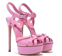 WAATRBV 16CM/6.29IN Thick-Soled Nightclub Sexy Fish Mouth High Heels Female Model Catwalk Stiletto Sandals,Pink,37
