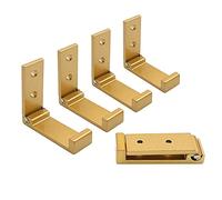 WaaWee 5Pcs Folding Coat Hook, Foldable Wall Hanging Hooks, Aluminium Alloy Folding Clothes Hook, Foldable Aluminum Alloy Single Towel Hook for Bathroom, Bedroom and Fitting Room (Golden)