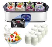 WaaYb Ultimate Yogurt Maker, 1400ml Automatic Yoghurt Maker Machine with 8 Pcs Glass Jars, Adjustable Temperature and Time Control, Probiotic Yogurt Makers for Kitchen Home