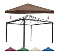 WaaYb Waterproof Gazebo Canopy Replacement Covers, 3m x 3m Party Tent Roof Top Replacement Cover, 310 g/m² Durable 2 Tier Oxford Cloth with Air Vented Top for Garden Patio Canopy Top Cover