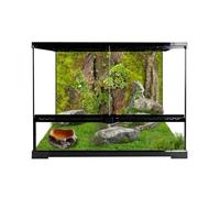 waazoorep Reptile Glass Tank 18 x 14 x 14 Inch Terrarium Habitat with Double Front Opening and Ventilation for Bearded Dragons, Lizards, Leopard Gecko, Snake, Hermit Crabs, Turtle