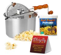 Wabash Valley Farms Popcorn Popper Kit - Silver, Nylon Gear Whirley Pop Popcorn Maker w/Kernels. Ideal Stovetop Popcorn Popper for Movies! 6 Quarts.