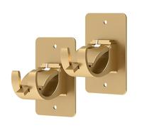 Wabboreq 2 Pcs Gold Self Adhesive Curtain Rod Brackets, Universal Plastic Stainless Steel Mounting Type, No Drill, Holds Up to 20 Lbs, Suitable for Bathroom, Bedroom, Livingroom, Kitchen