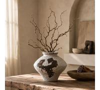 Wabi Sabi Rusty Vintage Vase, 6.3" Tall Wabi Sabi Decor Rustic Farmhouse Pottery Vase for Centerpiece, Textured Pottery Flower Vases for Home Decor, Table, Living Room, Bathroom, Kitchen