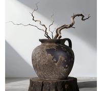 Wabi Sabi Rusty Vintage Vase, 7.9" Tall Wabi Sabi Decor Rustic Farmhouse Pottery Vase for Centerpiece, Textured Pottery Flower Vases for Home Decorative, Table, Living Room, Bedroom, Bathroom, Kitchen