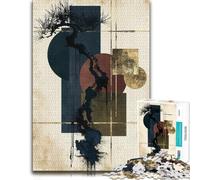 Wabi-Sabi Winter Tree No. 12 - Japanese Ink A Jigsaw Puzzle, 1000 Piece | Choose a gift for jigsaw fans for cold-weather weekends for relaxed family time.