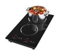 WABK Double Induction Hob, 3000W Portable Electric Hob Plug in 30 cm | 2 Ring Hot Plate with Touch Control, 9 Power Levels, Timer and Child Lock, Domino Cooktop for Small Kitchen, Caravan, Camping