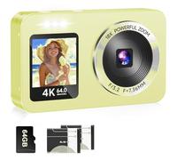 WABL Digital Camera, 4K 64MP UHD Dual Screens Camera, 18X Zoom, Portable Small Point and Shoot Digital Cameras with 64GB TF Card, 2 Rechargeable Batteries for Kids, Teens, Adult, Selfies, Gifts- White