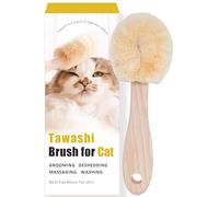 Wablade Cat Grooming Massage Tawashi Brush with Wood Handle Less Static Natural Sisal fiber Made in Japan (Type-B)
