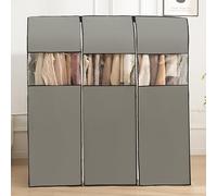 WABMJGW Dustproof Clothes Rail Cover, Breathable Garment Rack Cover with Zippers and Clear Window,Deep 19.68 in,for Long 3.28ft 3.94 ft 4.92 ft Garment Hanging Coat Racks,Grey-100x50x150cm