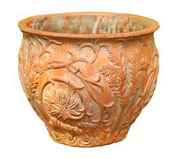 WABMJGW Large Plant Pot Rough Pottery Garden Planter with Drainage Holes,European Retro Embossed Round Flower Pot Rust-resistant Heavy Duty Plant Container,B-34cm