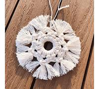 WABMJGW Macrame Snowflake Hanging Decorations 2 pcs,Handmade Woven Snowflake Ornaments Diameter 17cm,Cotton Tassel Woven Macrame Wall Hanging Boho Art Decor for Christmas Decorations,Beige-B