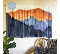 WABMJGW Macrame Wall Hanging Dip Dyed Macrame Tapestry Natural Driftwood Decor,Hand-dyed Tapestry Landscape Painting Wall Hanging Bohemian Sofa Background Home Decoration ((W) 90 x (H) 60 cm)
