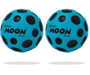 Waboba Highest Super Moon Ball-Bounces Out of This World-Original Patented Design-Craters Make Pop Sounds When It Hits The Ground-Easy to Grip, Colour-Blue, 65 mm (Pack of 2)