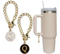 Wabogove Letter Charm Accessories for Stanley Cup 2PCS Initial Name ID Personalized Handle Charm for Stanley Tumbler, Alloy Steel, No Gemstone