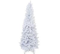 Wabolay 7ft Artificial Pencil Slim White Christmas Tree Unlit-Tall Skinny Hinged Full Real Tall Halloween Xmas Tree with 950 Branch Tips-Foldable Metal Stand-Easy Setup-Holiday Outdoor Indoor Decor