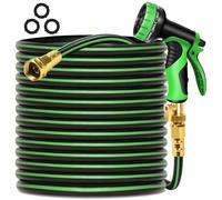 Wabolay Garden Hose 25 ft Water Hose Flexible Durable 5 Layers TPV No Kink Lightweight Flex Short Hybrid Hoses Heavy Duty with 3/4’’ Brass Fittings-10 Way Nozzle Collapsible Outdoor Pipe for Yard Lawn