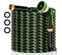 Wabolay Garden Hose 50 ft Flexible Water Hose Non-Expanding Lightweight Kink-Free Hoses Durable Leak-Proof High Pressure Pipe with 3/4” Brass Fitting 10 Function Nozzle for Outdoor Yard Lawn Car Wash