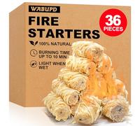 WABUPD 36Pcs Fire Starter, for Fireplace, Pellet Stove, Fire Pit, Smoker, BBQ, Chimney, Pizza Oven Charcoal Starter, Waterproof-Natural Fire Starters, Quickly Light Wood Fire Starter
