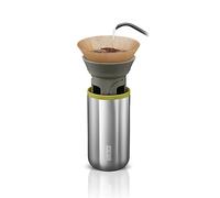 WACACO Cuppamoka Pour Over On The Go Coffee Maker, 2 in 1 Insulated Coffee Mug, Portable Coffee Machine with 10 Coffee Filters, Twist-Design, Stainless Steel Material, 10 fl oz