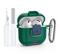 Wacanc for AirPods 4th Gen Case with Cleaning Kit&Phone Stand,Secure Lock TPU Protective Cover Compatible with AirPods 4 (2024),Full Protection Drop-Proof Case with Carabiner (Pine Green)