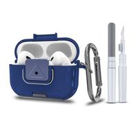Wacanc for AirPods Pro 2nd/1st Generation Protective Case with Secure Lock Clip,Shockproof Full Protection Phone Stand Design TPU Case with Carabiner&Clean Kit (DEEP Blue)