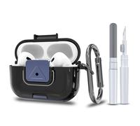 Wacanc for AirPods Pro 2nd/1st Generation Protective Case with Secure Lock Clip,Shockproof Full Protection Phone Stand Design TPU Case with Carabiner&Clean Kit (Black)