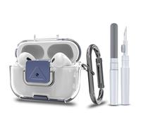 Wacanc for AirPods Pro 2nd/1st Generation Protective Case with Secure Lock Clip,Shockproof Full Protection Phone Stand Design TPU Case with Carabiner&Clean Kit (Clear)