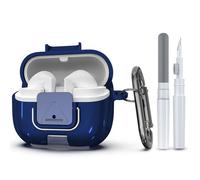 Wacanc for Samsung Galaxy Buds 3/3 Pro Protective Case with Secure Lock Clip,Phone Stand Design Full Protection Shockproof TPU Case with Carabiner&Clean Kit (DEEP Blue)