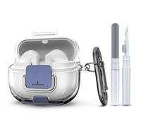 Wacanc for Samsung Galaxy Buds 3/3 Pro Protective Case with Secure Lock Clip,Phone Stand Design Full Protection Shockproof TPU Case with Carabiner&Clean Kit (Clear)