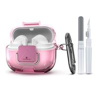 Wacanc for Samsung Galaxy Buds 3/3 Pro Protective Case with Secure Lock Clip,Phone Stand Design Full Protection Shockproof TPU Case with Carabiner&Clean Kit (Clear Pink)