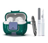 Wacanc for Samsung Galaxy Buds 3/3 Pro Protective Case with Secure Lock Clip,Phone Stand Design Full Protection Shockproof TPU Case with Carabiner&Clean Kit (Pine Green)