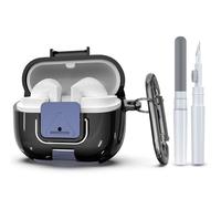 Wacanc for Samsung Galaxy Buds 3/3 Pro Protective Case with Secure Lock Clip,Phone Stand Design Full Protection Shockproof TPU Case with Carabiner&Clean Kit (Black)