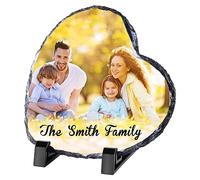 WACAR Personalised Slate Photo Heart Shape Rock Slate Picture Personalised Photo Gift for Her Him Custom Memorial Gifts for Birthday Anniversary Christmas Wedding Mothers Day, 20cm