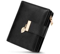 WACCET Ladies Leather Purse, Women's Small Wallet RFID Blocking PU Leather Large Capacity Bifold Ladies Wallet with 14 Card Slots and Zipper Pocket Short Coin Purse for Women